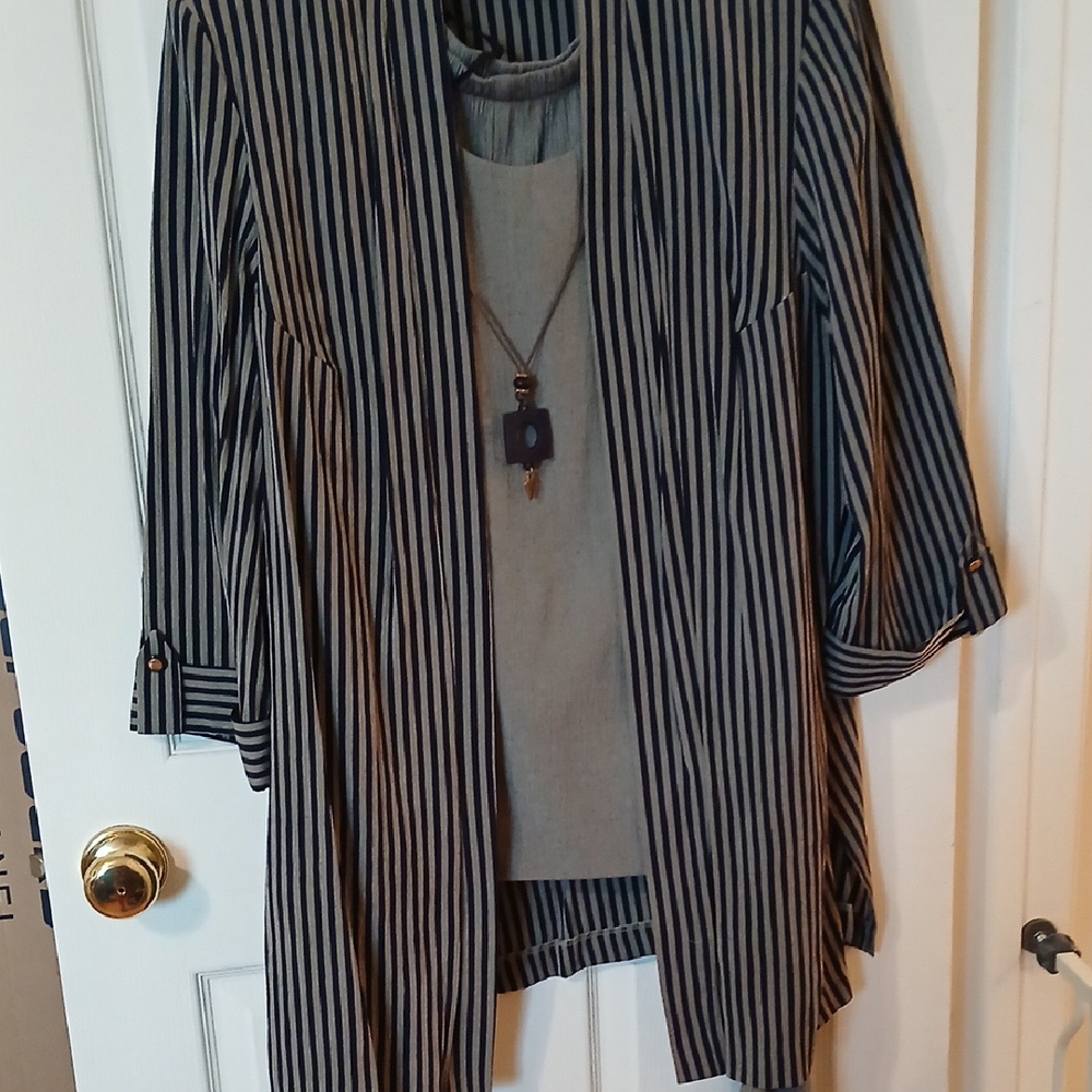 Striped Black and Gray Women's Jacket